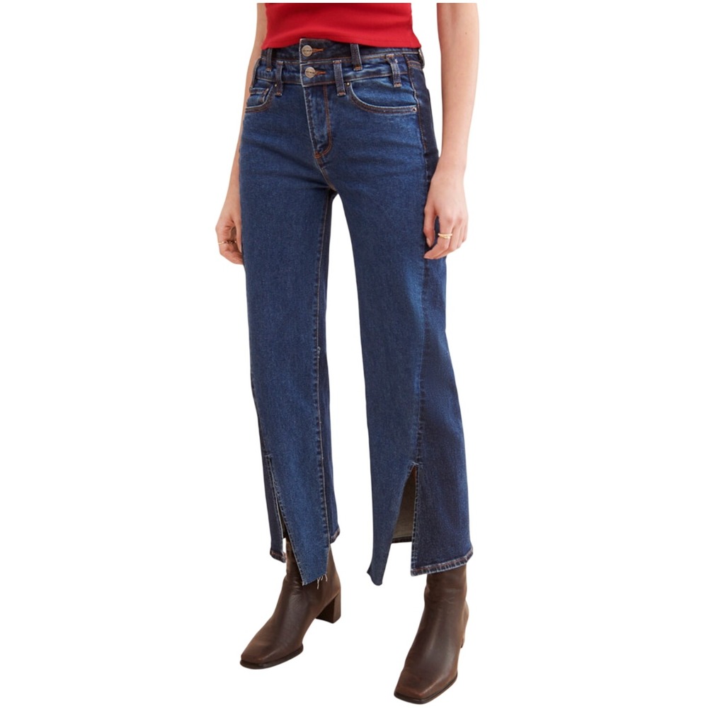 Driftwood Size 32 Cece Two Tone Wide Leg Jeans Double Waist Blue Boho Ecclectic